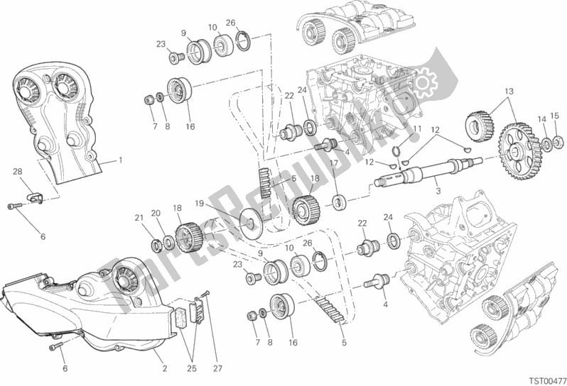 Alle onderdelen voor de Distributieriem van de Ducati Streetfighter 848 USA 2013